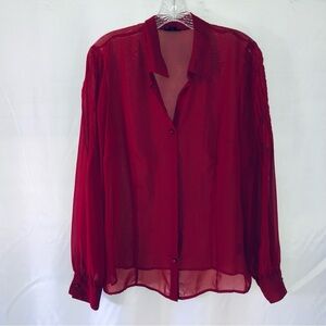 Sheer red blouse size large east 5th